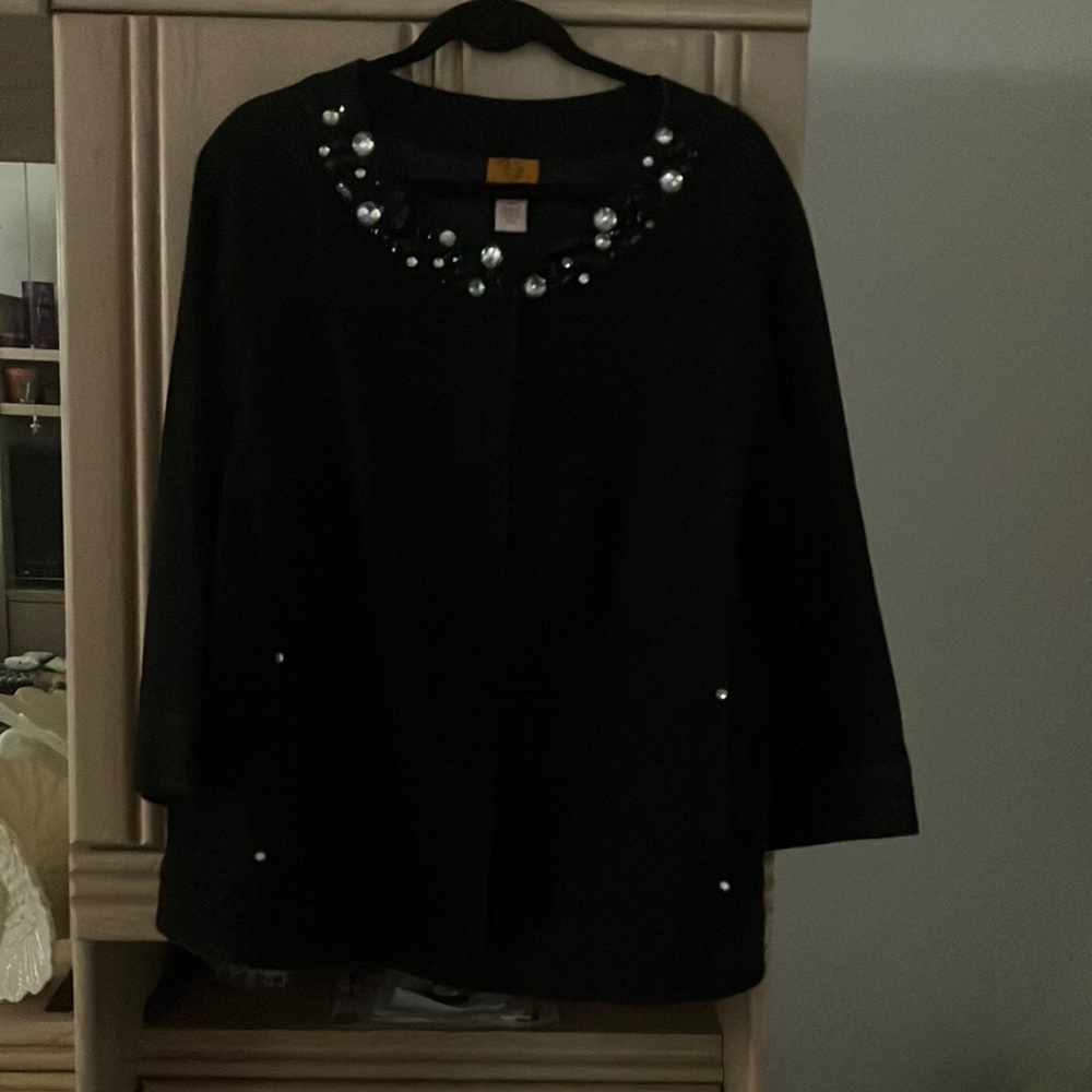 Womens Plus size black denim jacket